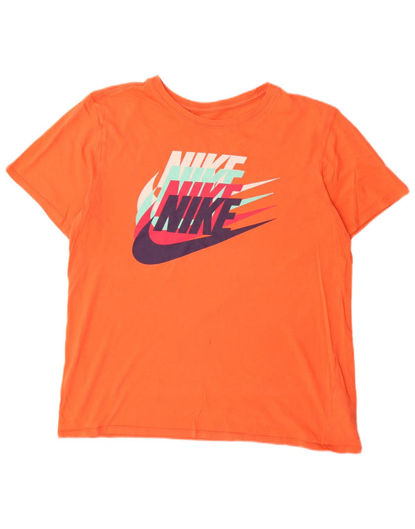 Nike Mens Graphic T-Shirt Top Large Orange Cotton