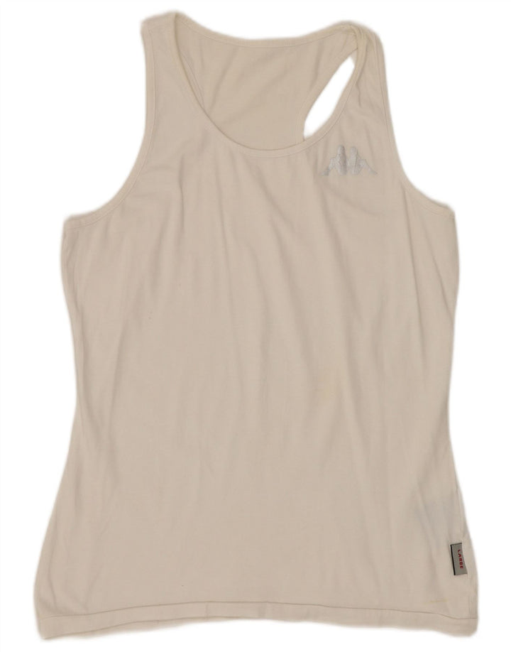 KAPPA Womens Vest Top UK 14 Large White Cotton