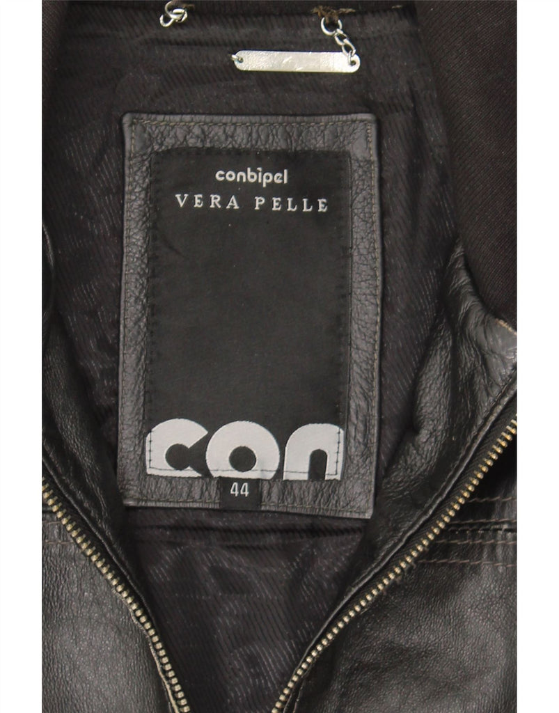 CONBIPEL Womens Leather Jacket IT 44 Medium Black Leather Vintage Conbipel and Second-Hand Conbipel from Messina Hembry 