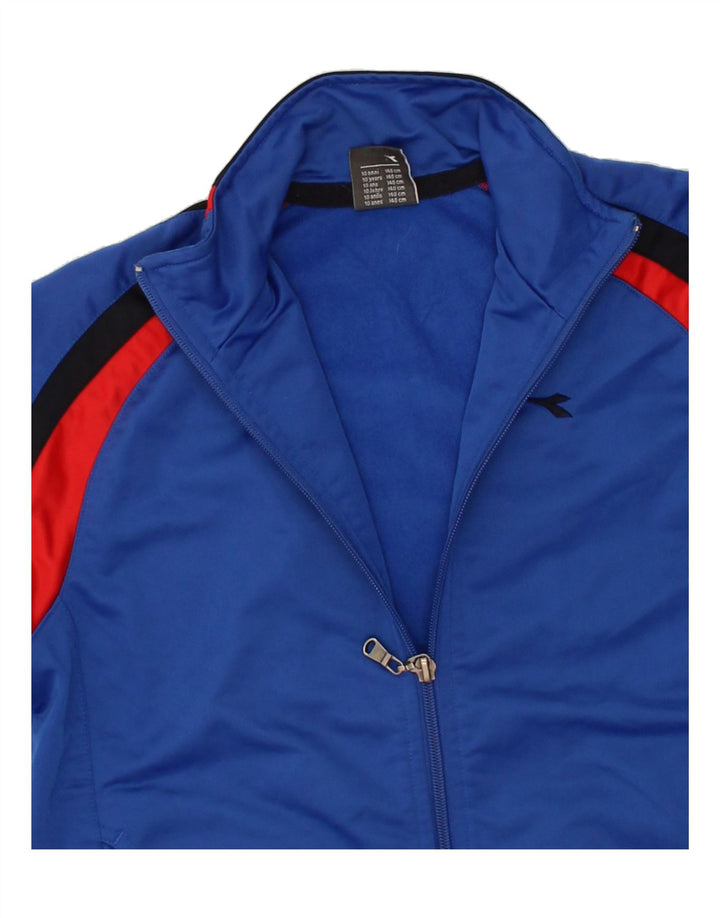DIADORA Boys Tracksuit Top Jacket 9-10 Years Blue Polyester Vintage Diadora and Second-Hand Diadora from Messina Hembry 