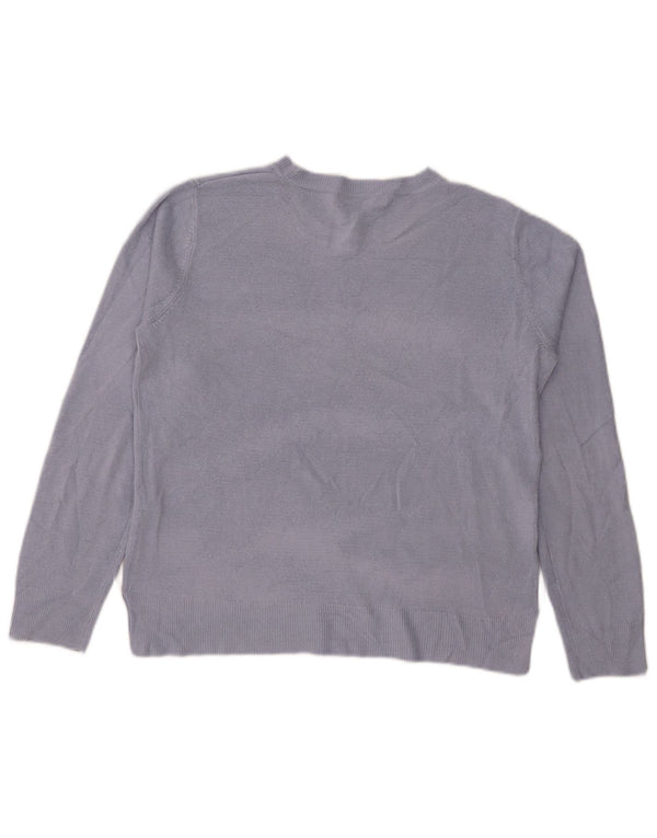 Marks & Spencer Womens Crew Neck Jumper Sweater UK 14 Large Blue Viscose