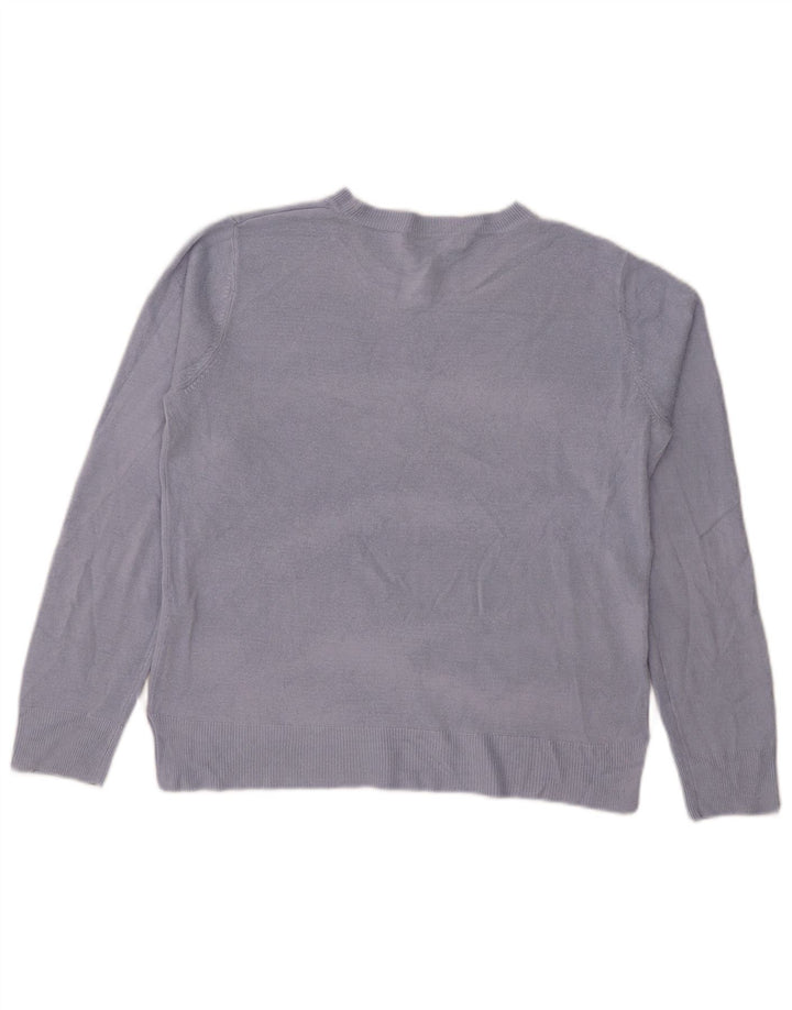 Marks & Spencer Womens Crew Neck Jumper Sweater UK 14 Large Blue Viscose