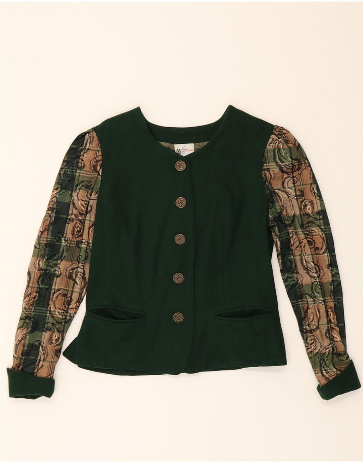 VINTAGE Womens 5 Button Blazer Jacket IT 38 XS Green Check Vintage Vintage and Second-Hand Vintage from Messina Hembry 
