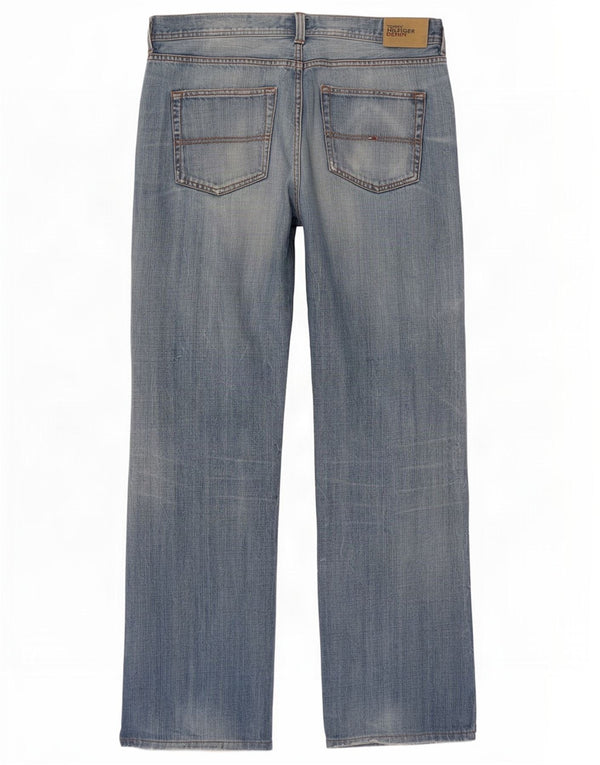 Tommy Hilfiger Mens Wyatt Distressed Straight Jeans W34 L36 Blue Cotton