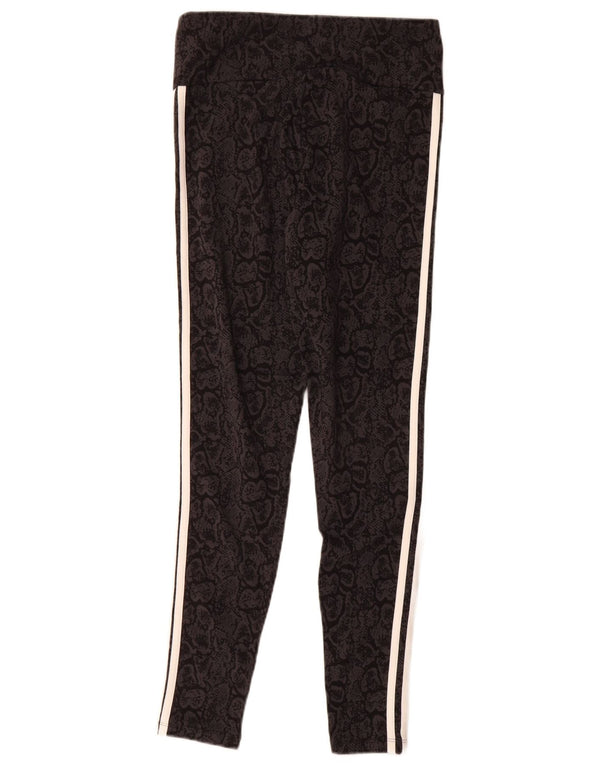 Adidas Womens Leggings UK 12/14 Medium Black Animal Print Cotton