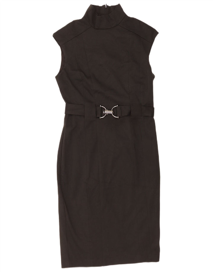 Zara Womens Sleeveless Sheath Dress UK 14 Large Black Polyester