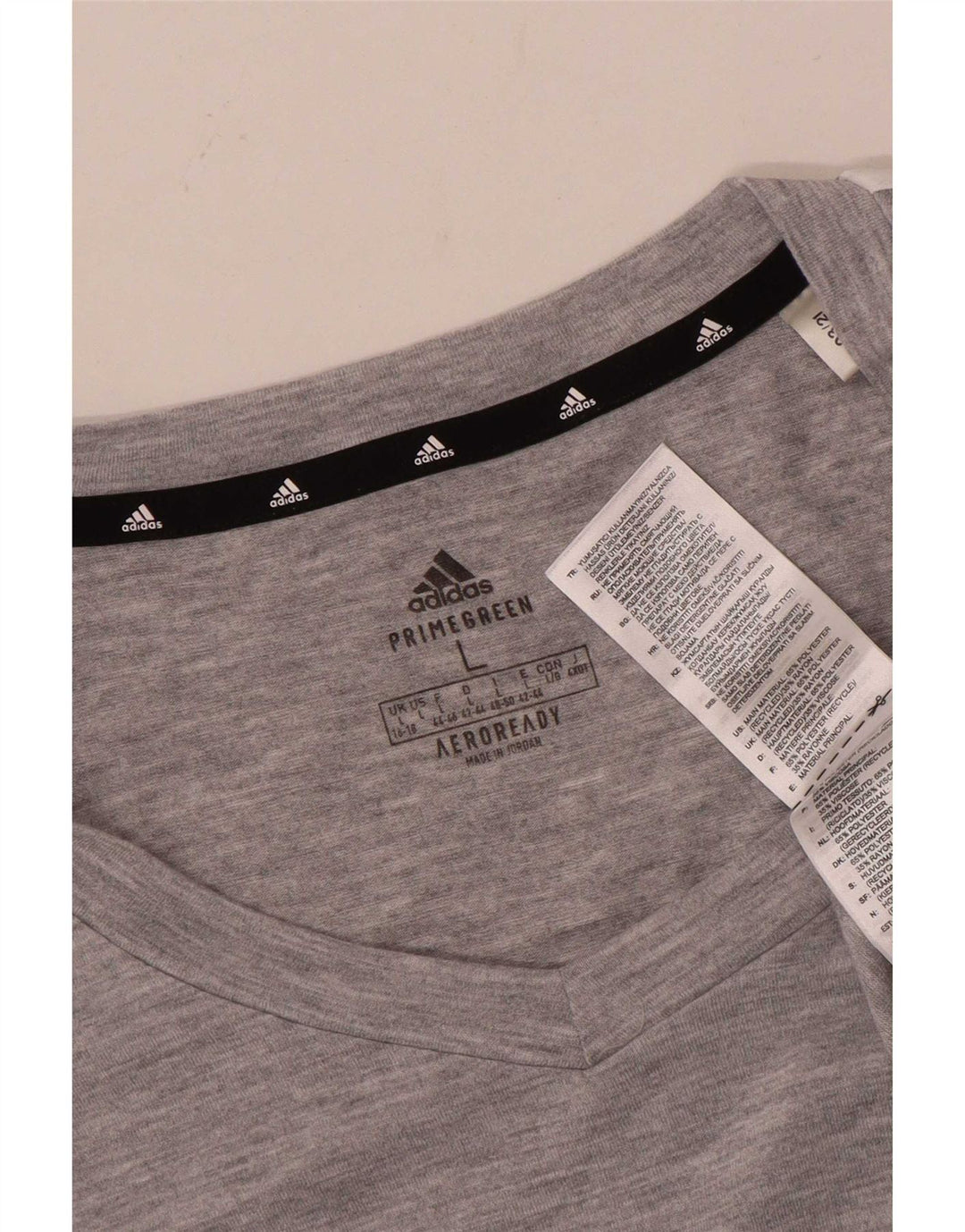 Adidas Womens T-Shirt Top UK 16/18 Large Grey Polyester