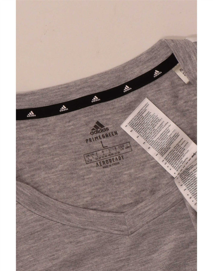 Adidas Womens T-Shirt Top UK 16/18 Large Grey Polyester