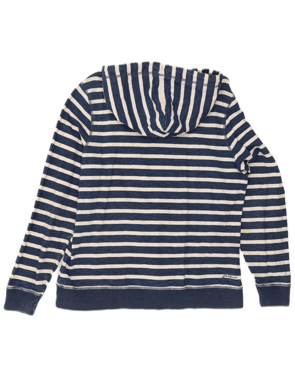 Fat Face Womens Hoodie Jumper UK 12 Medium Blue Pinstripe Cotton