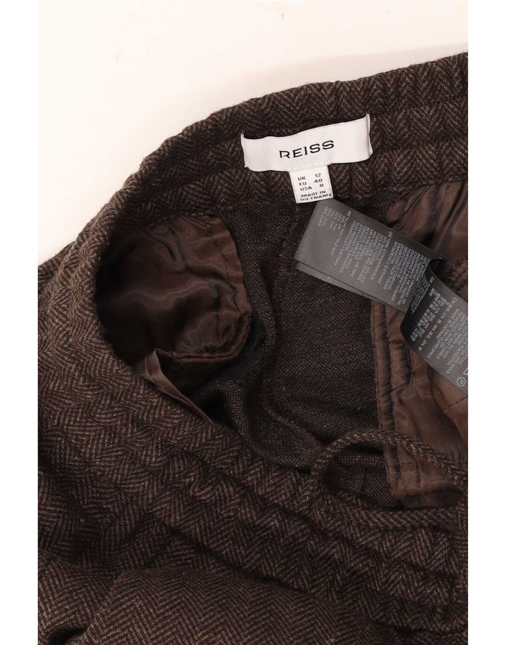 Reiss Womens Tracksuit Trousers UK 12 Medium  Brown Herringbone Cotton