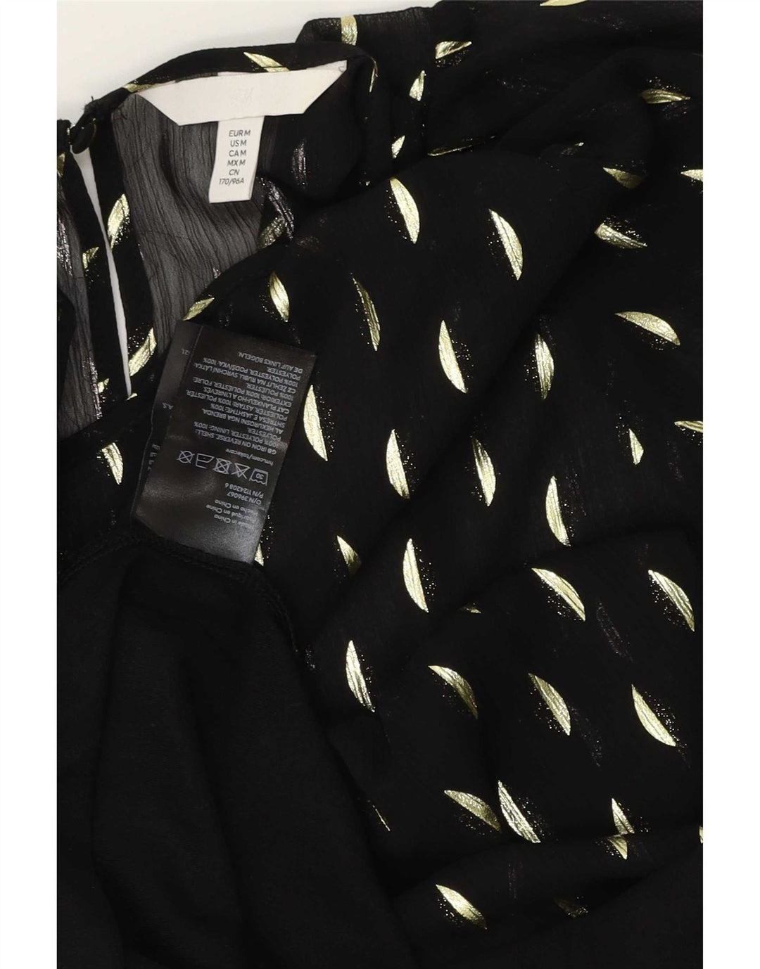 H&M Womens Maxi Dress UK 14 Medium Black Spotted Polyester