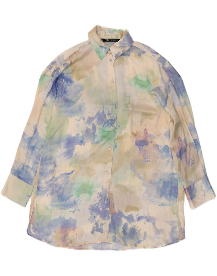 ZARA Womens Oversized Shirt Dress UK 6 XS Multicoloured Tie Dye Polyester