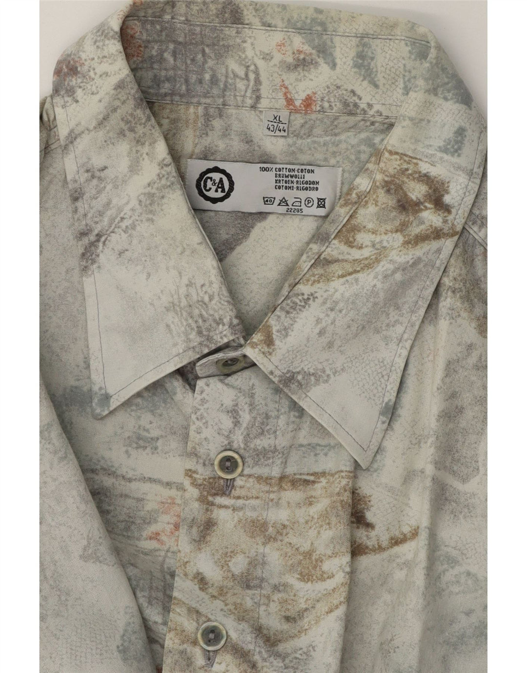 C&A Mens Short Sleeve Shirt Size 43/44 XL Grey Patchwork Cotton Vintage C&A and Second-Hand C&A from Messina Hembry 