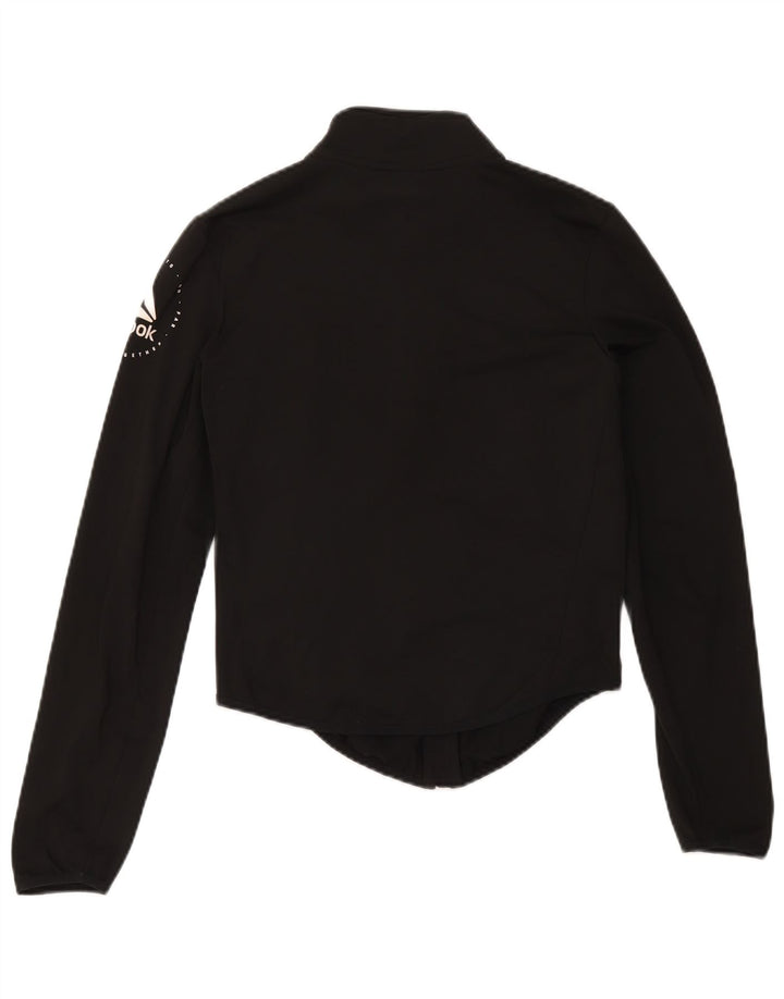 Reebok Womens Graphic Tracksuit Top Jacket UK 8/10 Small Black Polyester