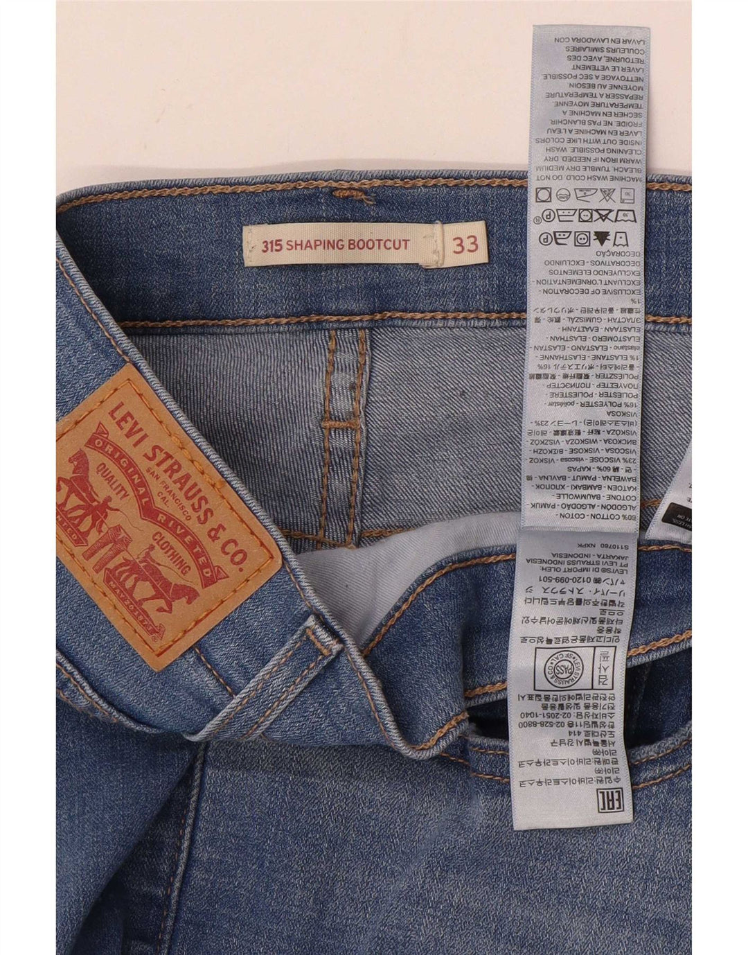 Levi's Womens 315 Shaping Bootcut Jeans W33 L32 Blue Cotton
