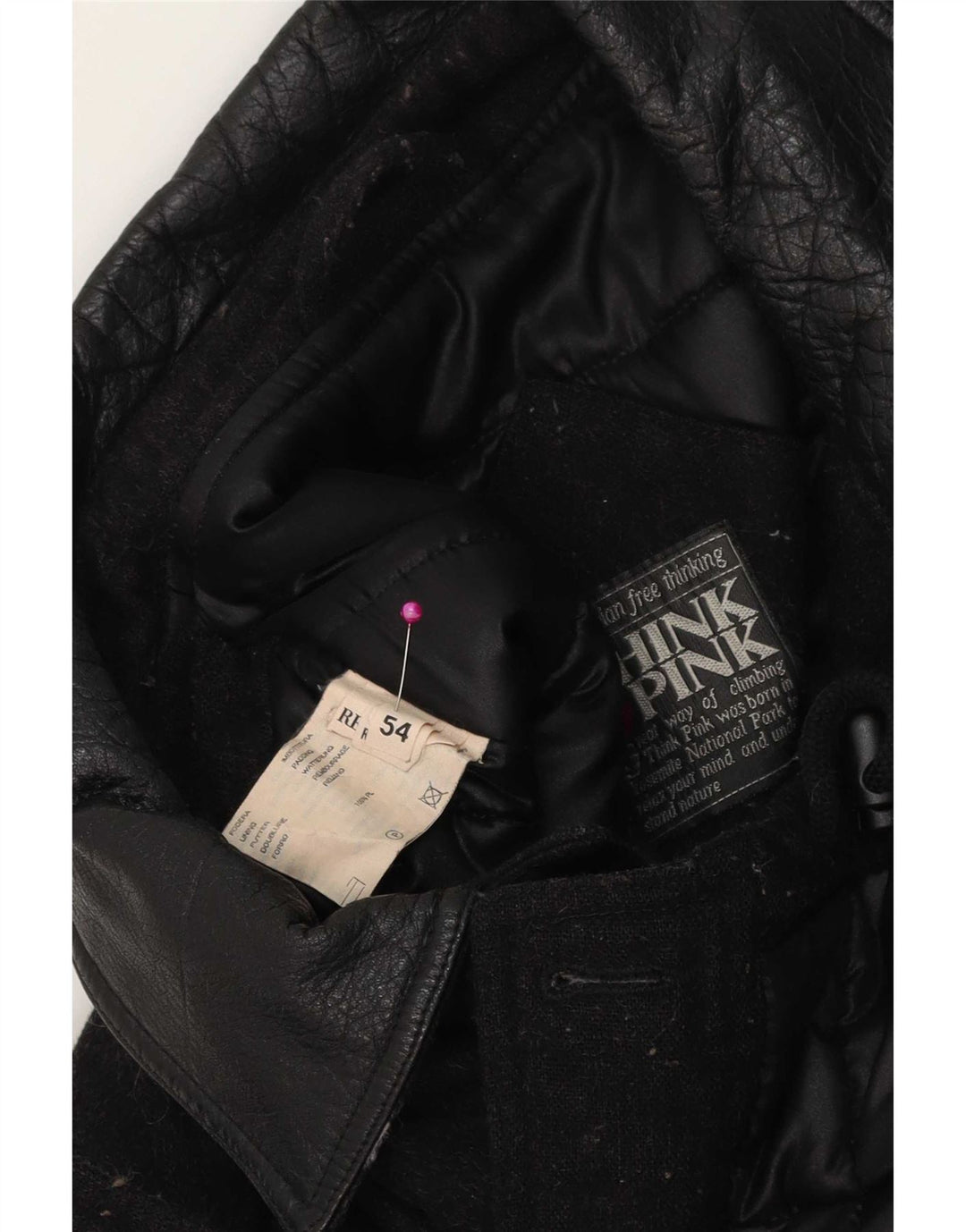 Think Pink Mens Windbreaker Jacket IT 54 2XL Black Wool