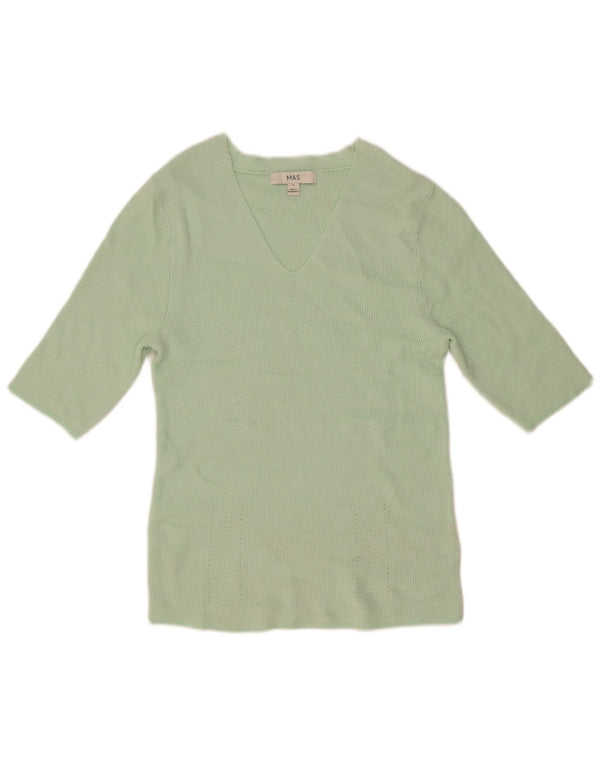 Marks & Spencer Womens Blouse Top UK 12 Medium Green Viscose