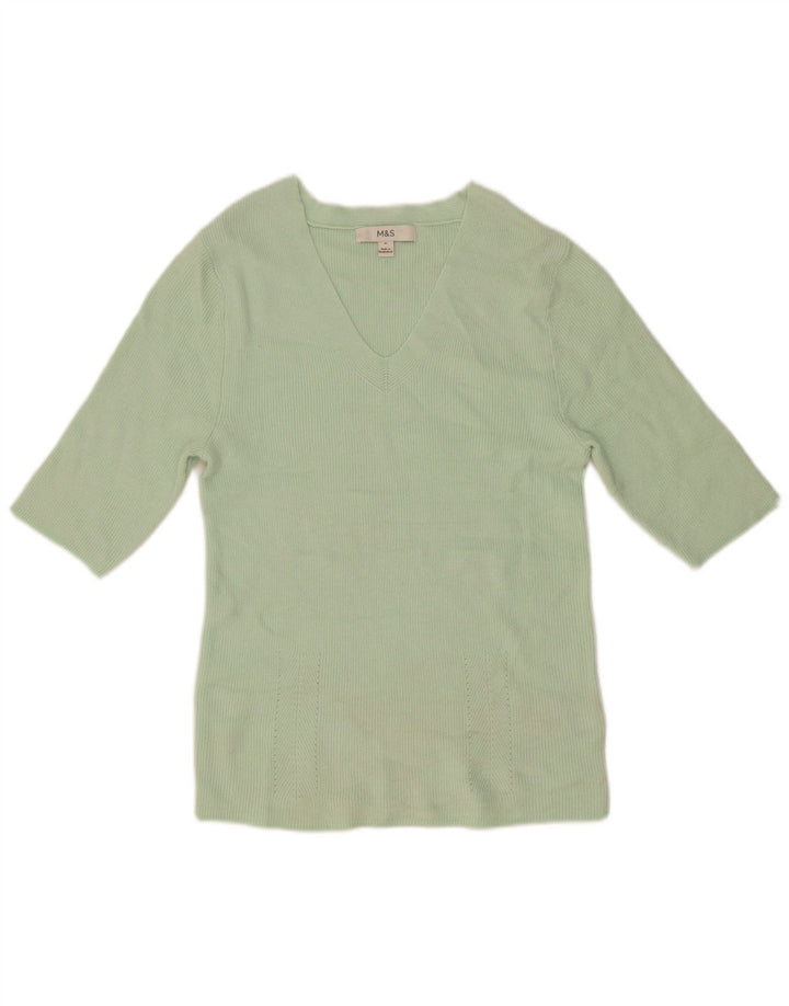 Marks & Spencer Womens Blouse Top UK 12 Medium Green Viscose