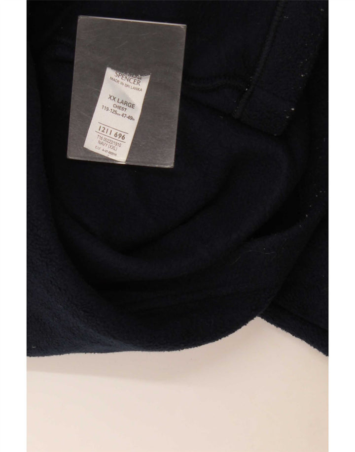 Marks & Spencer Mens Fleece Jacket UK 44 2XL Navy Blue Polyester