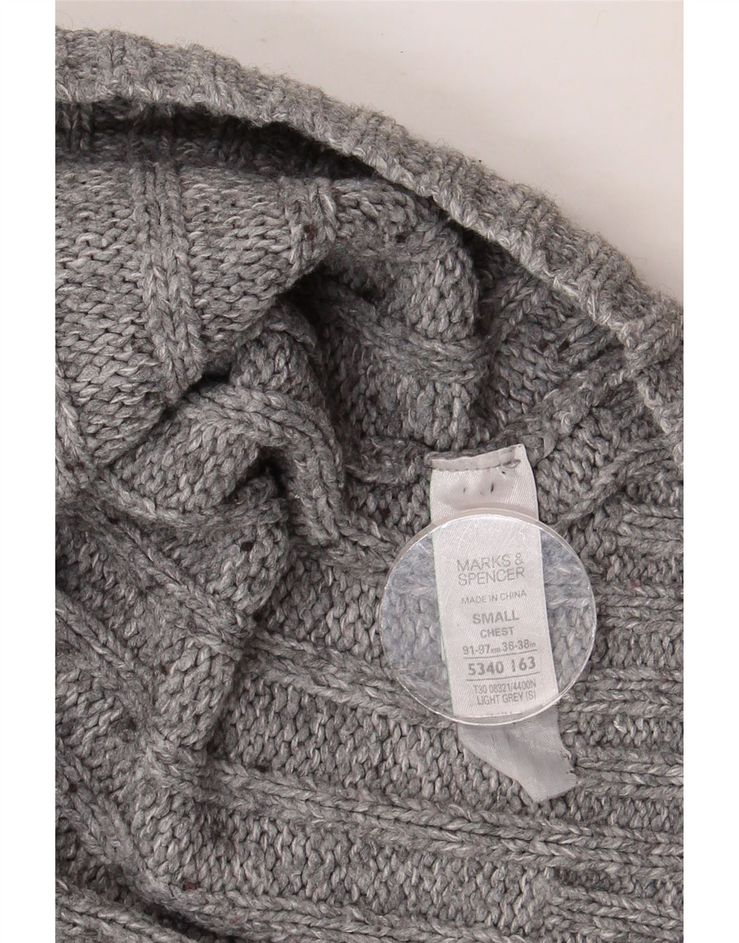 MARKS & SPENCER Mens Zip Neck Jumper Sweater Small Grey Acrylic
