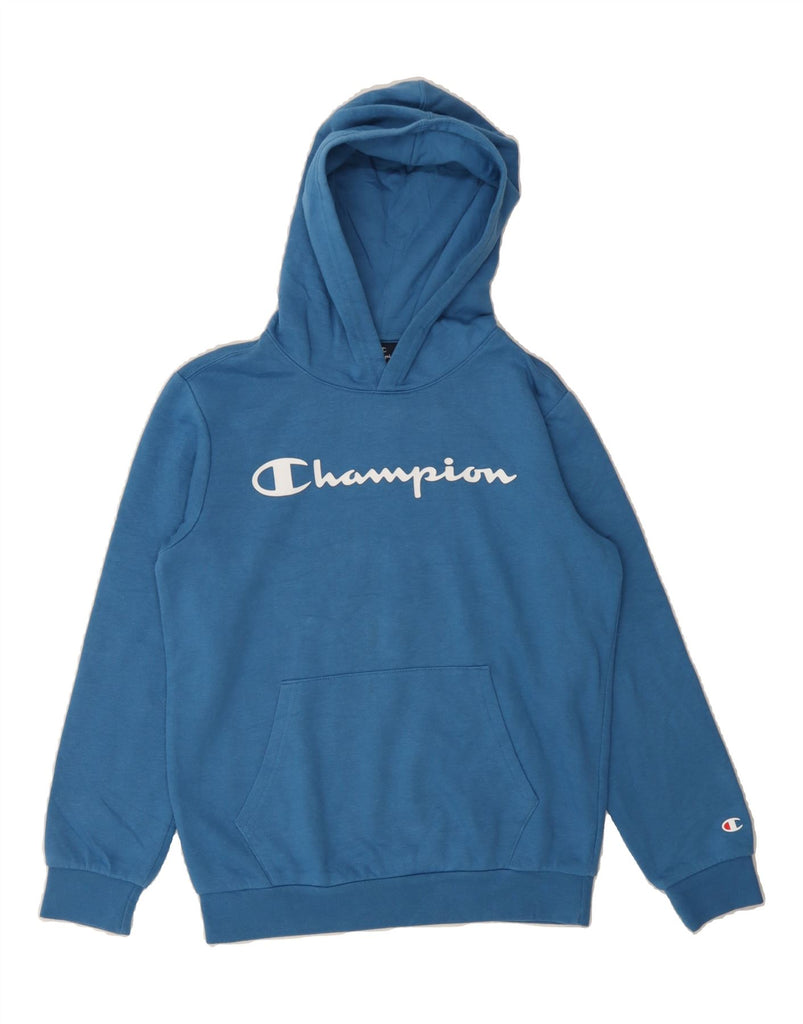 CHAMPION Boys Graphic Hoodie Jumper 11-12 Years Blue Vintage Champion and Second-Hand Champion from Messina Hembry 