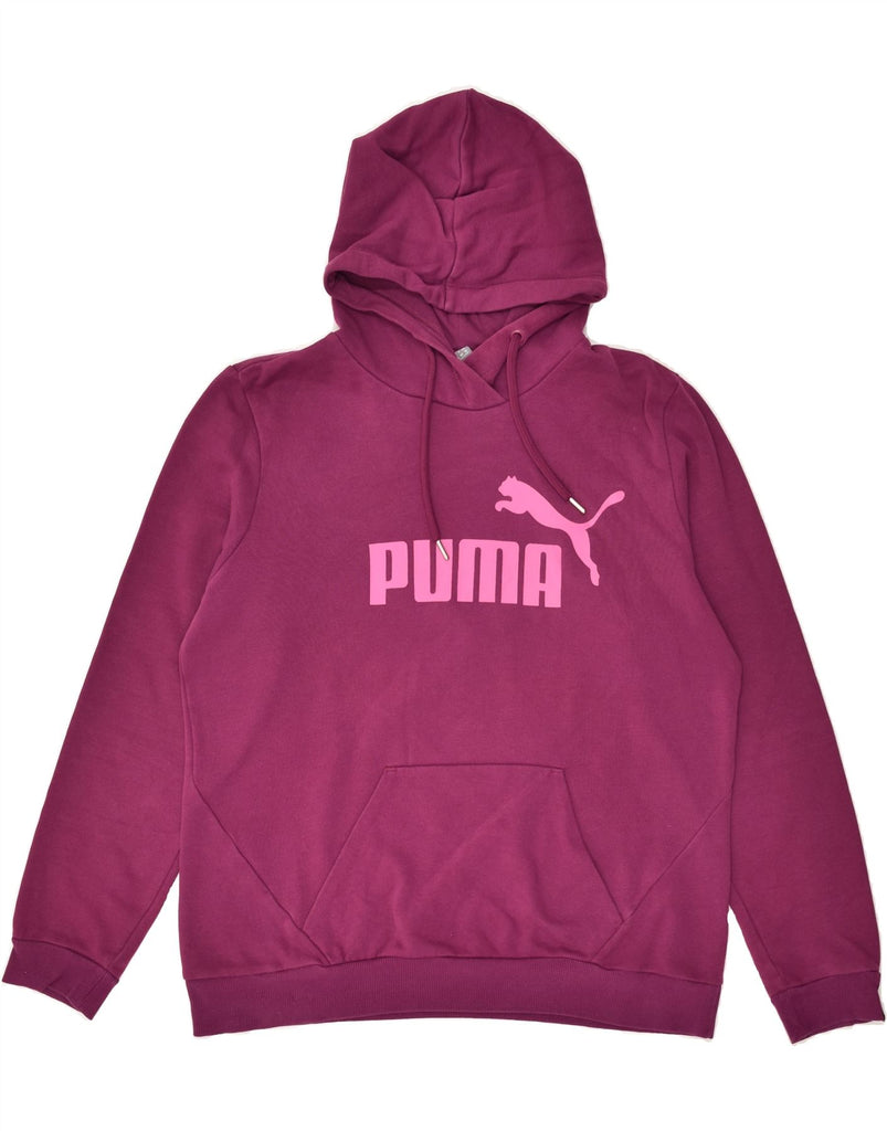 PUMA Womens Graphic Hoodie Jumper UK 16 Large Pink Cotton | Vintage Puma | Thrift | Second-Hand Puma | Used Clothing | Messina Hembry 