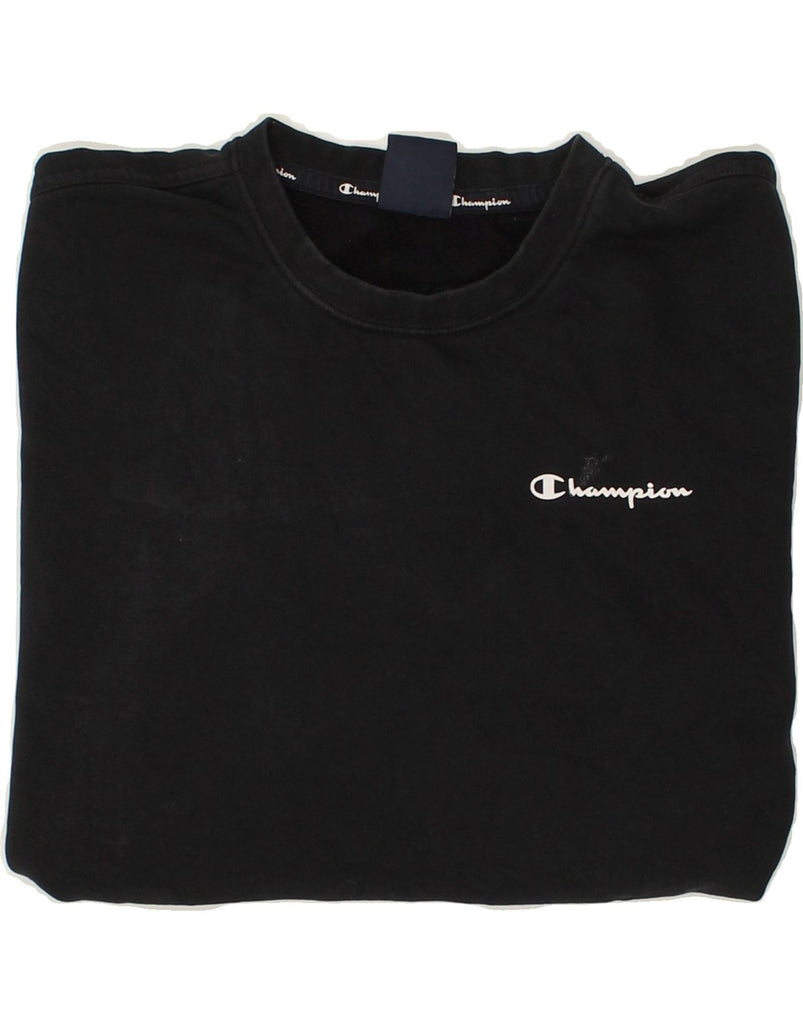 CHAMPION Mens Sweatshirt Jumper Medium Black Cotton | Vintage Champion | Thrift | Second-Hand Champion | Used Clothing | Messina Hembry 