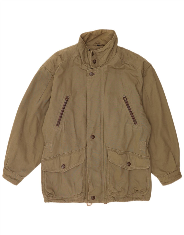 Vintage Mens Utility Jacket UK 42 XL Khaki Cotton