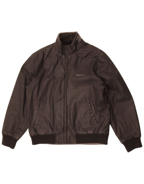 Ben Sherman Mens Graphic Bomber Jacket UK 40 Large Black Cotton