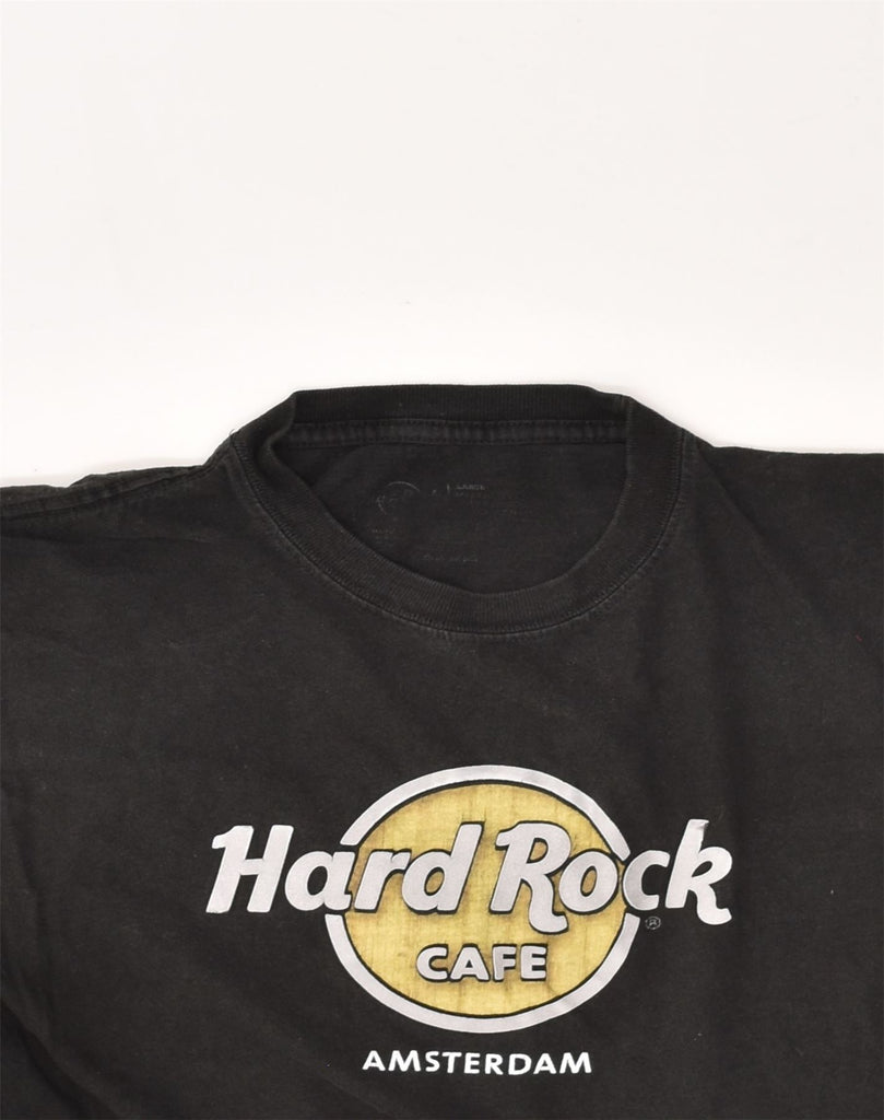 HARD ROCK CAFE Womens Amsterdam Graphic T-Shirt Top UK 14 Large Black | Vintage Hard Rock Cafe | Thrift | Second-Hand Hard Rock Cafe | Used Clothing | Messina Hembry 