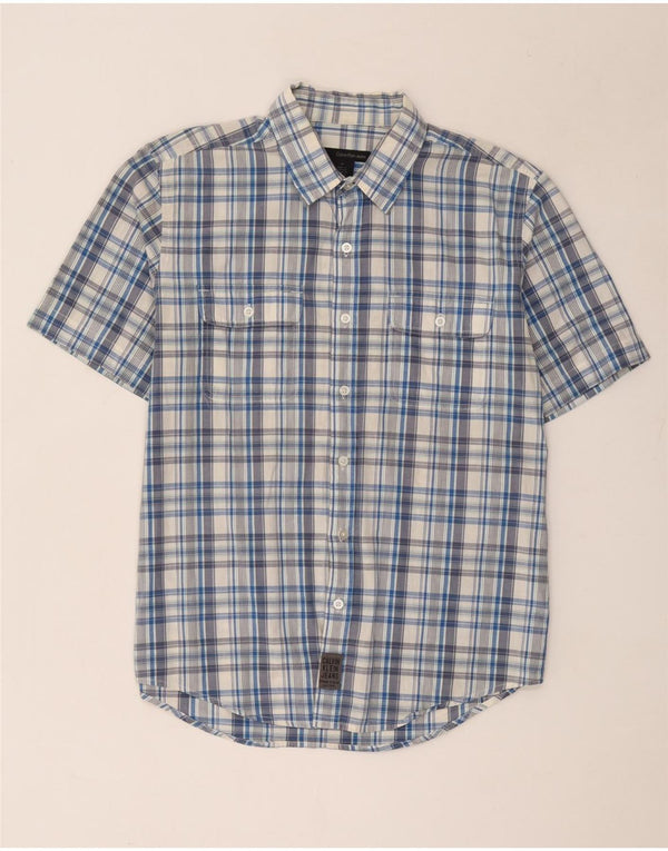 Calvin Klein Jeans Mens Short Sleeve Shirt Medium Blue Check Cotton