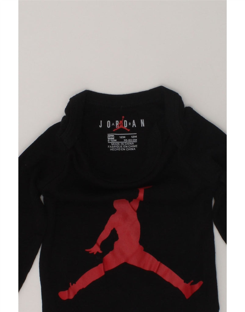 JORDAN Baby Boys Graphic Bodysuit 9-12 Months Black Cotton | Vintage Jordan | Thrift | Second-Hand Jordan | Used Clothing | Messina Hembry 