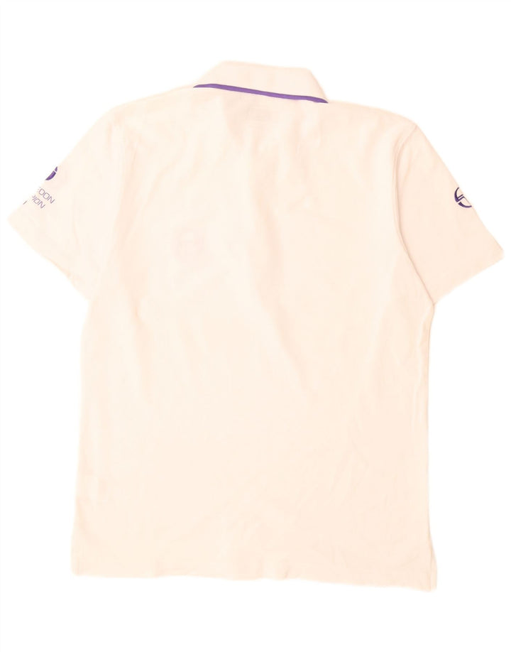 Sergio Tacchini Mens Graphic Polo Shirt Small White Cotton