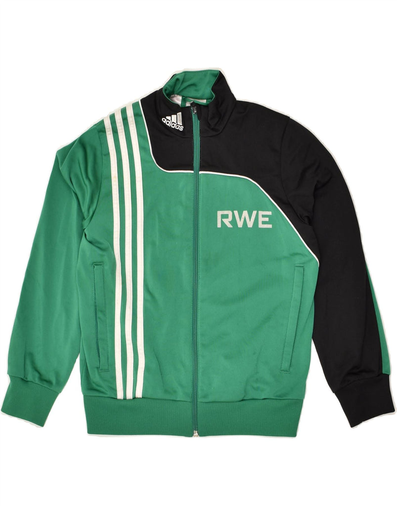 ADIDAS Boys Graphic Tracksuit Top Jacket 9-10 Years Green Colourblock | Vintage Adidas | Thrift | Second-Hand Adidas | Used Clothing | Messina Hembry 