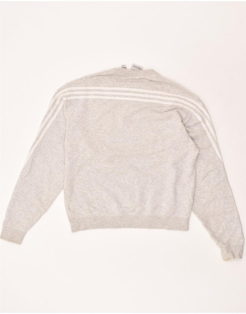 ADIDAS Womens Sweatshirt Jumper UK 10 Small Grey Flecked Cotton Vintage Adidas and Second-Hand Adidas from Messina Hembry 