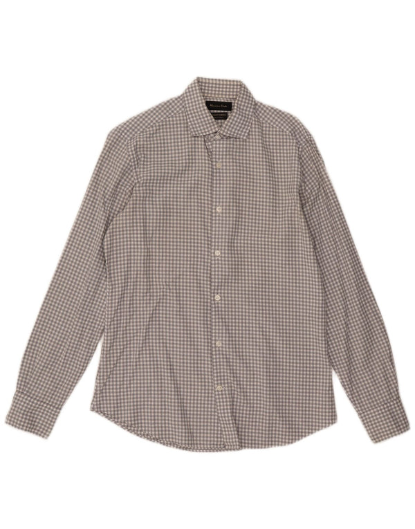 Massimo Dutti Mens Shirt Small Grey Gingham