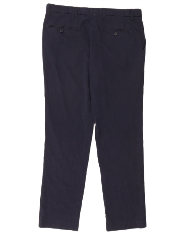 Marks & Spencer Mens Slim Fit Chino Trousers W34 L31 Navy Blue Polyester