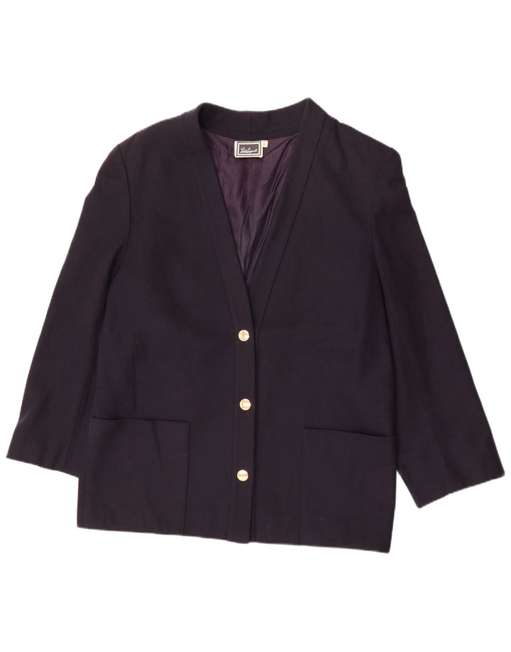 Luisa Spagnoli Womens 3 Button Blazer Jacket UK 16 Large Navy Blue Wool