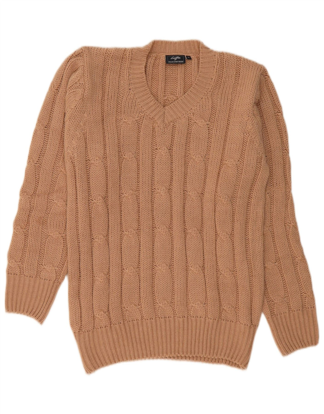 Lotto Womens V-Neck Jumper Sweater UK 12 Medium Brown Acrylic