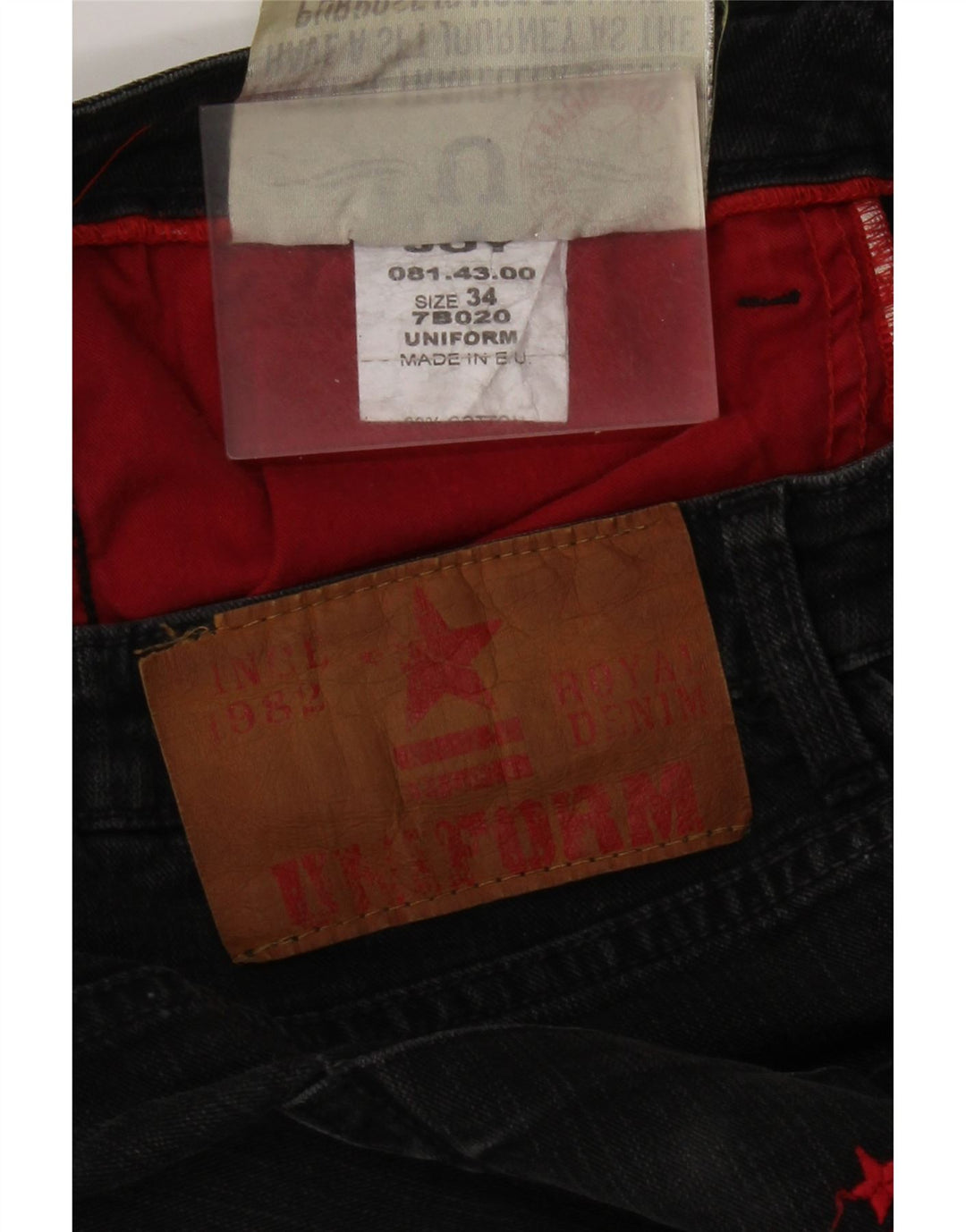 Uniform Mens Straight Jeans W34 L30 Grey Cotton