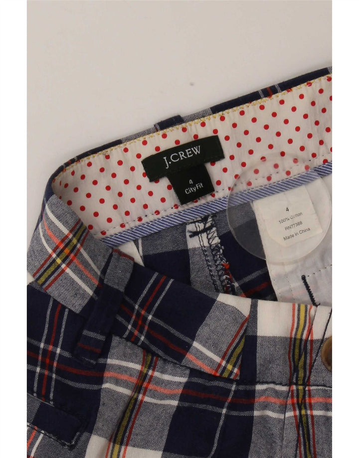 J. Crew Womens Chino Shorts US 4 Small W30  Navy Blue Check Cotton