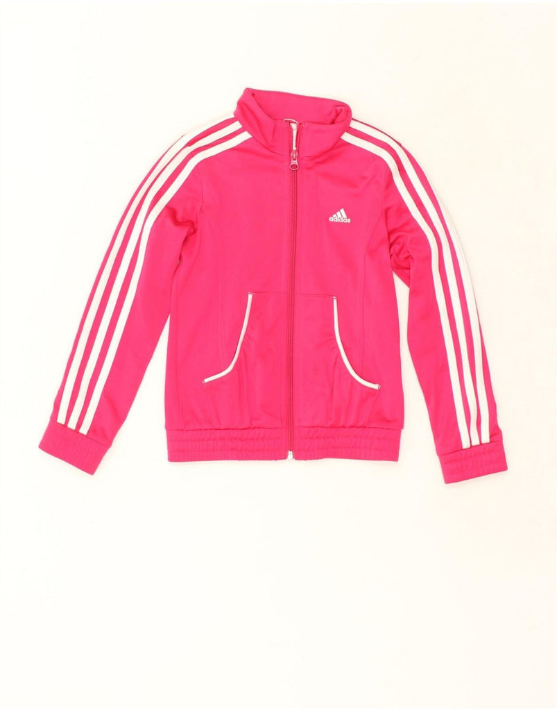 ADIDAS Girls Tracksuit Top Jacket 7-8 Years Pink Polyester | Vintage Adidas | Thrift | Second-Hand Adidas | Used Clothing | Messina Hembry 