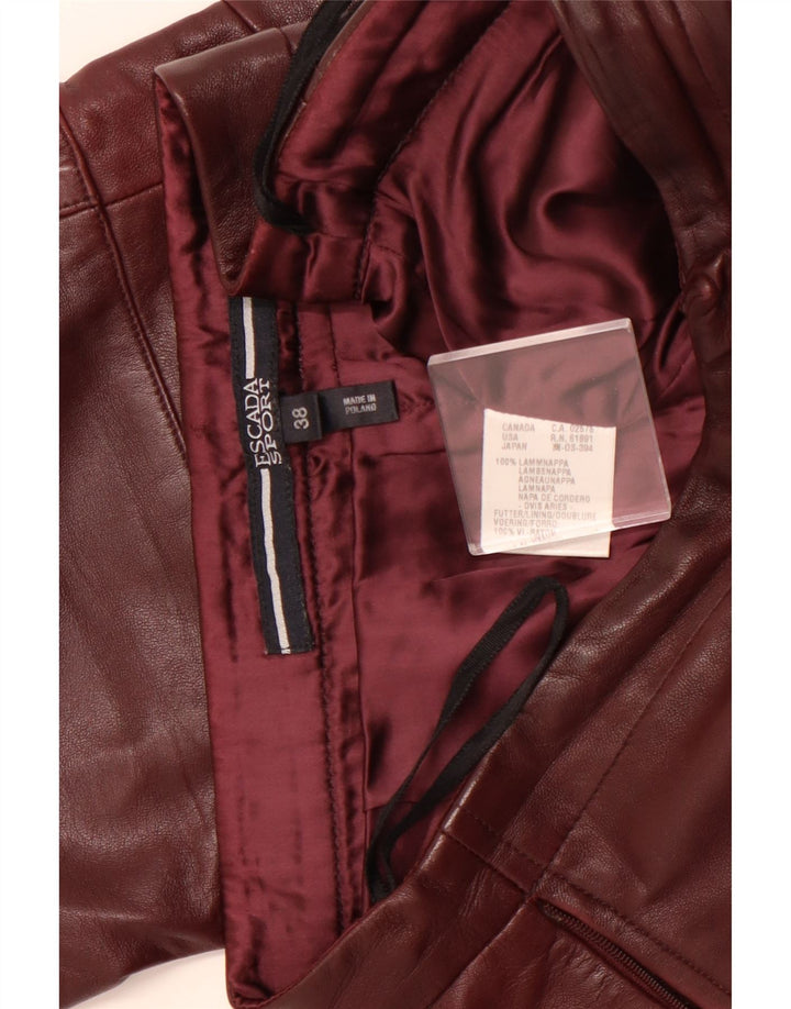 ESCADA Womens Straight Trousers EU 38 Medium W32 L31 Maroon Leather
