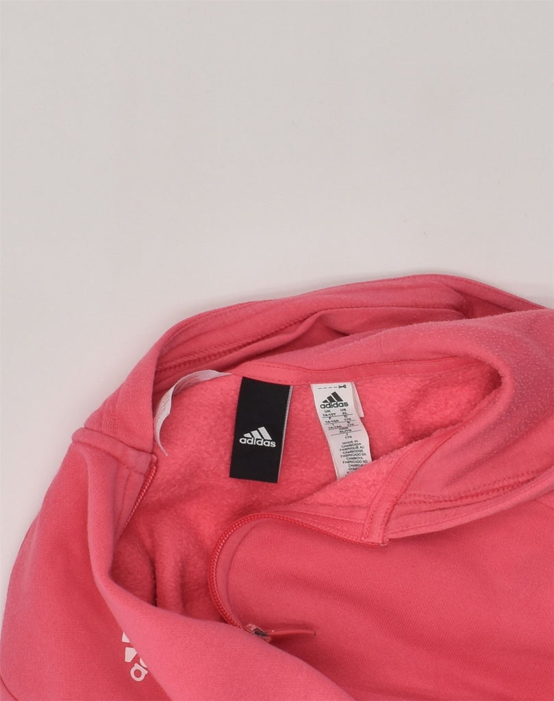 ADIDAS Girls Graphic Zip Hoodie Sweater 14-15 Years Pink Cotton | Vintage Adidas | Thrift | Second-Hand Adidas | Used Clothing | Messina Hembry 