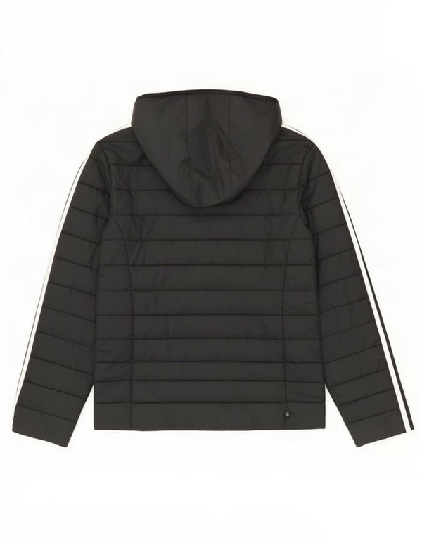 Adidas Womens Hooded Padded Jacket UK 14 Medium Black Polyester