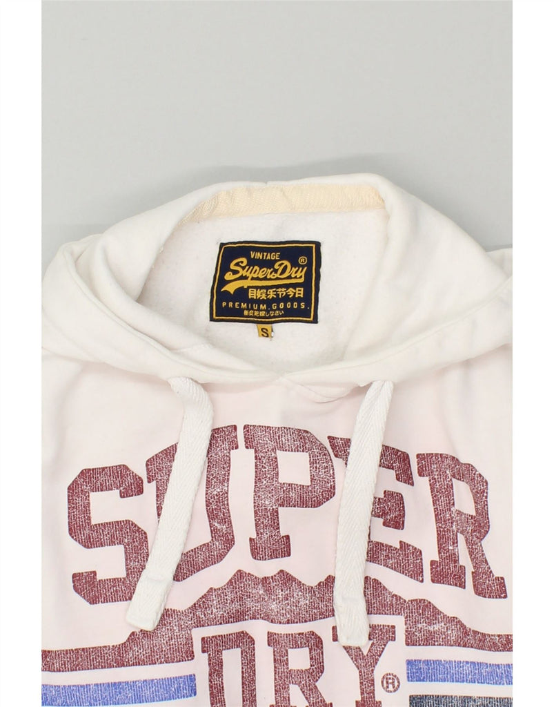 SUPERDRY Mens Graphic Hoodie Jumper Small White Cotton | Vintage Superdry | Thrift | Second-Hand Superdry | Used Clothing | Messina Hembry 