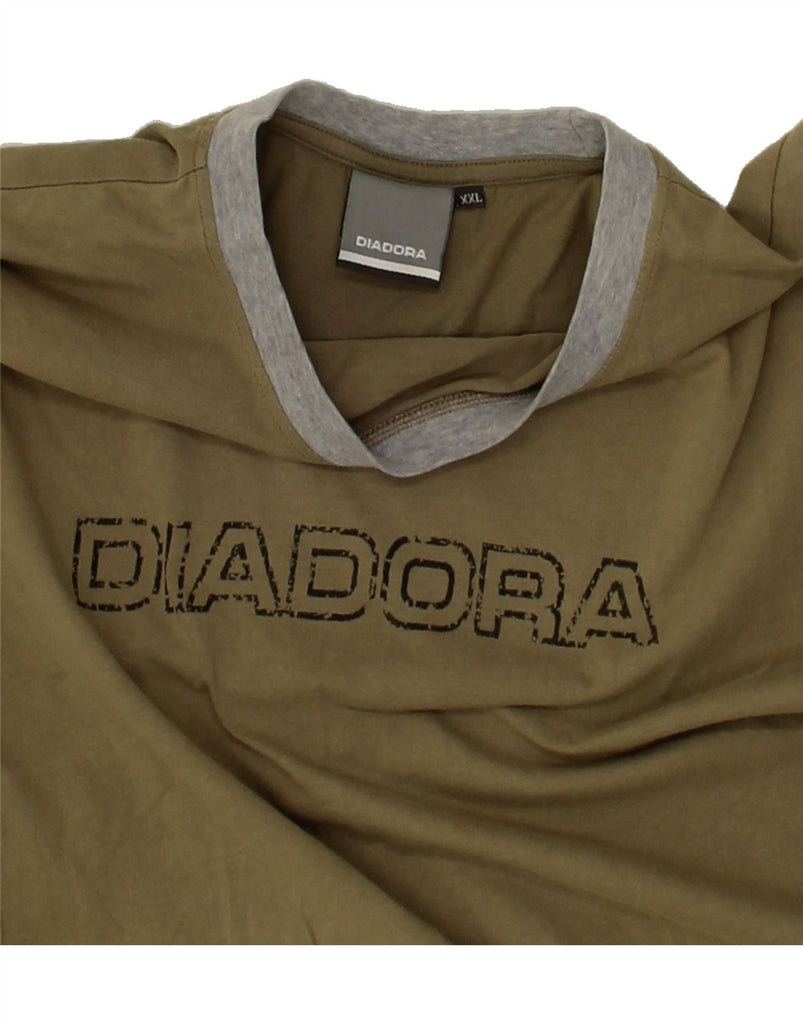 DIADORA Mens Graphic T-Shirt Top 2XL Khaki Viscose Vintage Diadora and Second-Hand Diadora from Messina Hembry 