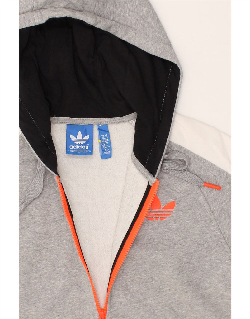 ADIDAS Mens Graphic Zip Hoodie Sweater XS Grey Colourblock Cotton | Vintage Adidas | Thrift | Second-Hand Adidas | Used Clothing | Messina Hembry 