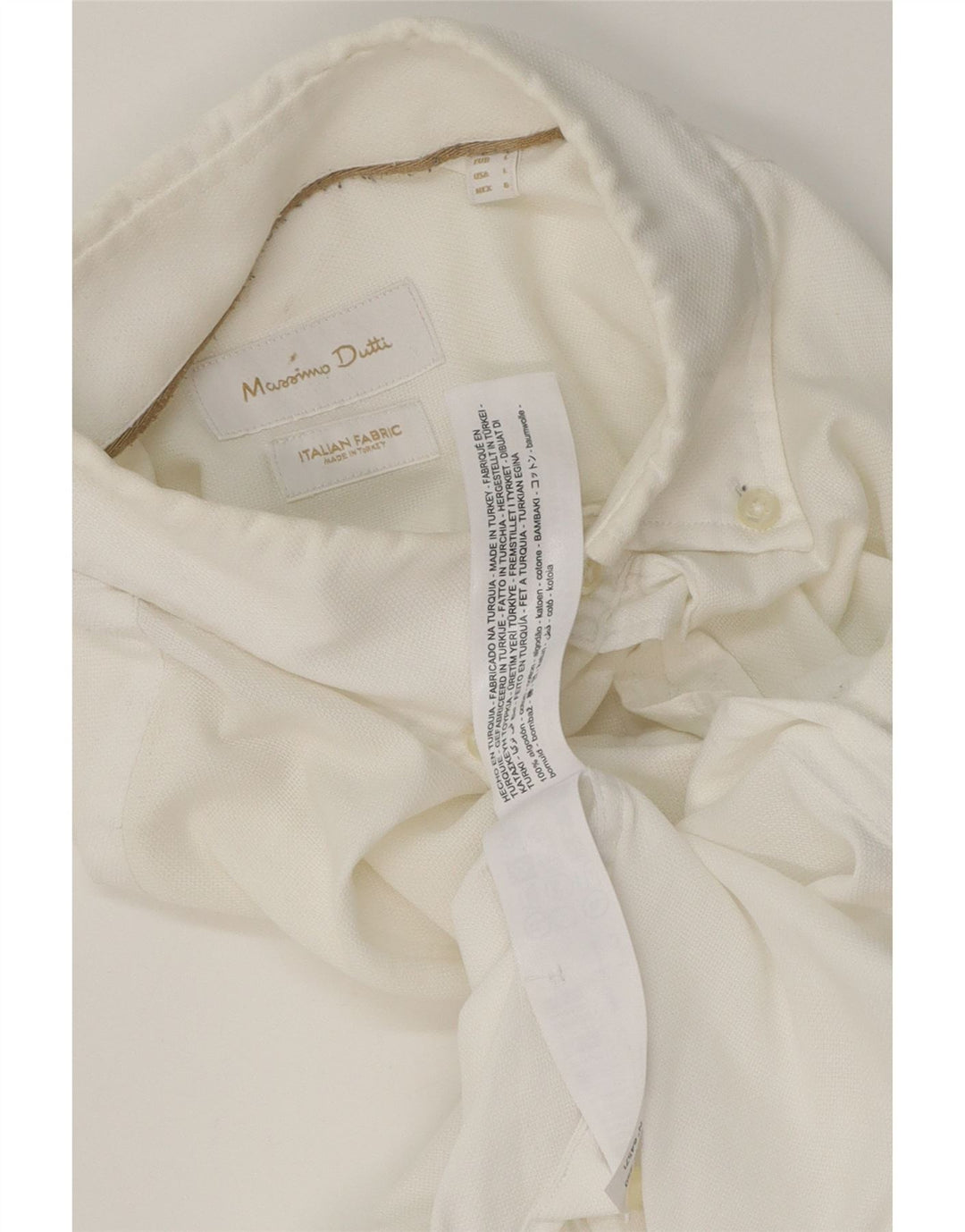 Massimo Dutti Mens Shirt Large White Cotton