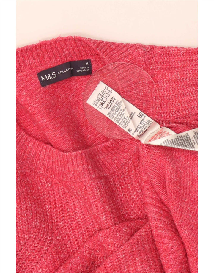Marks & Spencer Womens Crew Neck Jumper Sweater UK 14 Medium Pink Flecked